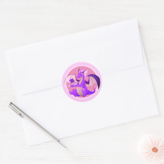 Cartoon draak met roze Stickers (Envelop)