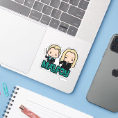 Cartoon Draco en Lucius Malfoy Character Art Sticker (Laptop met iPhone)