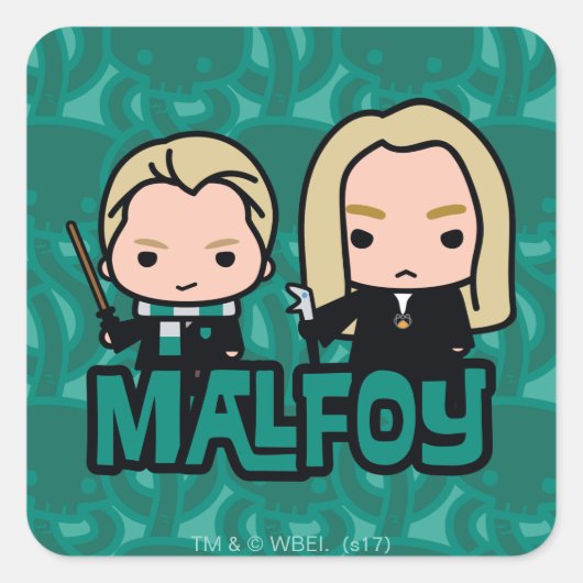 Cartoon Draco en Lucius Malfoy Character Art Vierkante Sticker (Voorkant)