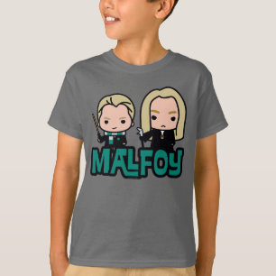 Cartoon Draco en Lucius Malfoy Karakter Kunst T-shirt