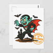 Cartoon Dracula Vampire - Goedgekeurd door Hallowe Briefkaart (Voorkant / Achterkant)