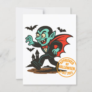 Cartoon Dracula Vampire - Goedgekeurd door Hallowe Briefkaart