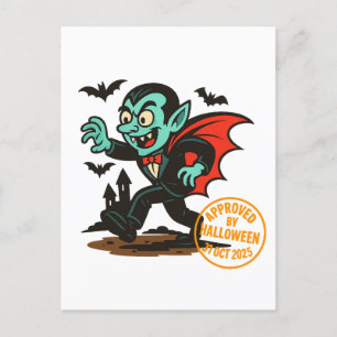 Cartoon Dracula Vampire - Goedgekeurd door Hallowe Feestdagenkaart