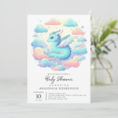 Cartoon Dragon-Baby shower Kaart (Staand voorkant)