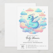 Cartoon Dragon-Baby shower Kaart (Voorkant / Achterkant)