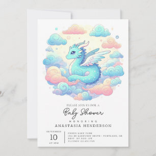 Cartoon Dragon-Baby shower Kaart
