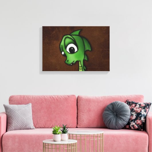 Cartoon Dragon Canvas Afdruk (Insitu (Woonkamer))