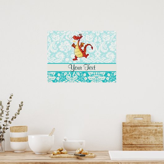 Cartoon Dragon; Cute Poster (Keuken)