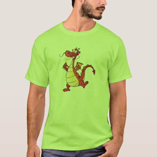 Cartoon Dragon; Groen T-shirt (Voorkant)