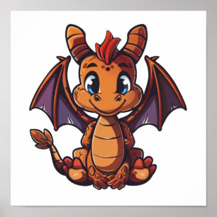 Cartoon Dragon Illustratie Poster