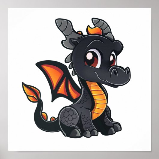Cartoon Dragon Illustratie Poster (Voorkant)