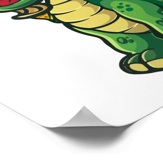 Cartoon Dragon Illustratie Poster (Hoek)