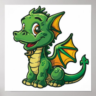 Cartoon Dragon Illustratie Poster