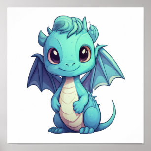 Cartoon Dragon Illustratie Poster