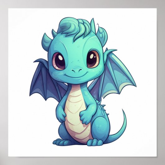 Cartoon Dragon Illustratie Poster (Voorkant)