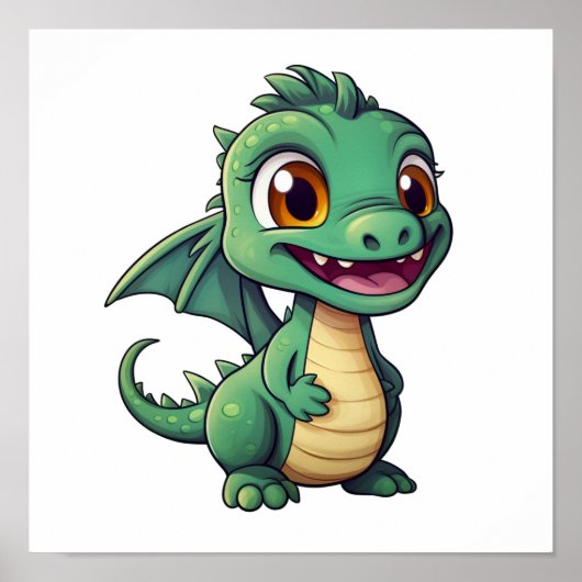 Cartoon Dragon Illustratie Poster (Voorkant)