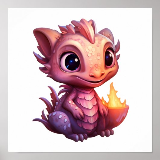 Cartoon Dragon Illustratie Poster (Voorkant)