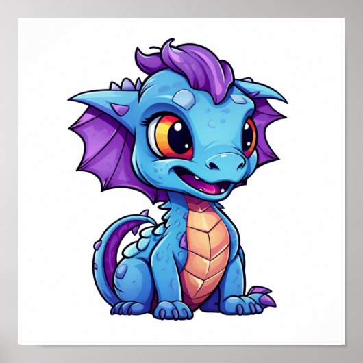 Cartoon Dragon Illustratie Poster (Voorkant)