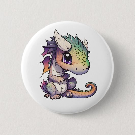 Cartoon Dragon Illustratie Ronde Button 5,7 Cm (Voorkant)