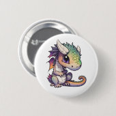 Cartoon Dragon Illustratie Ronde Button 5,7 Cm (Voorkant /achterkant)