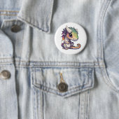 Cartoon Dragon Illustratie Ronde Button 5,7 Cm (In situ)