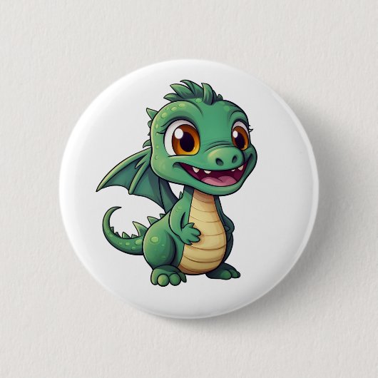 Cartoon Dragon Illustratie Ronde Button 5,7 Cm (Voorkant)