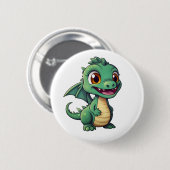 Cartoon Dragon Illustratie Ronde Button 5,7 Cm (Voorkant /achterkant)