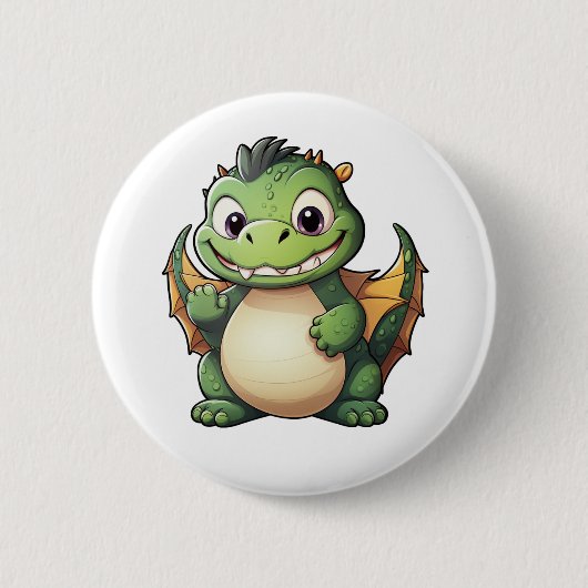 Cartoon Dragon Illustratie Ronde Button 5,7 Cm (Voorkant)