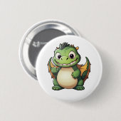Cartoon Dragon Illustratie Ronde Button 5,7 Cm (Voorkant /achterkant)