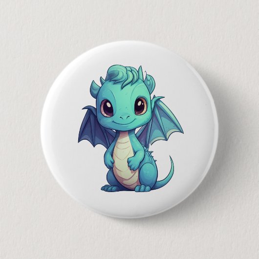 Cartoon Dragon Illustratie Ronde Button 5,7 Cm (Voorkant)