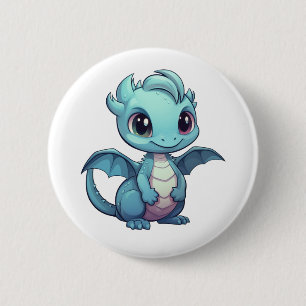 Cartoon Dragon Illustratie Ronde Button 5,7 Cm