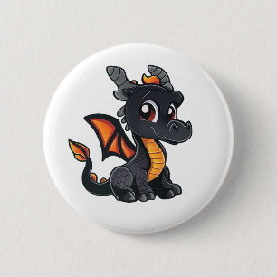 Cartoon Dragon Illustratie Ronde Button 5,7 Cm