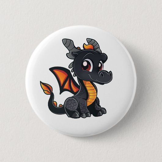 Cartoon Dragon Illustratie Ronde Button 5,7 Cm (Voorkant)