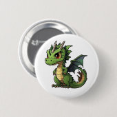 Cartoon Dragon Illustratie Ronde Button 5,7 Cm (Voorkant /achterkant)