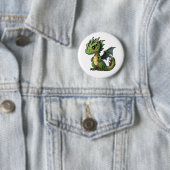 Cartoon Dragon Illustratie Ronde Button 5,7 Cm (In situ)
