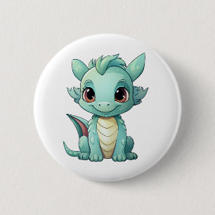 Cartoon Dragon Illustratie Ronde Button 5,7 Cm
