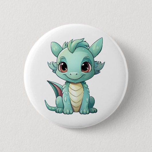 Cartoon Dragon Illustratie Ronde Button 5,7 Cm (Voorkant)