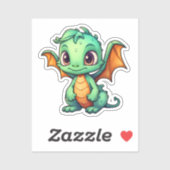 Cartoon Dragon Illustratie Sticker (Vel)