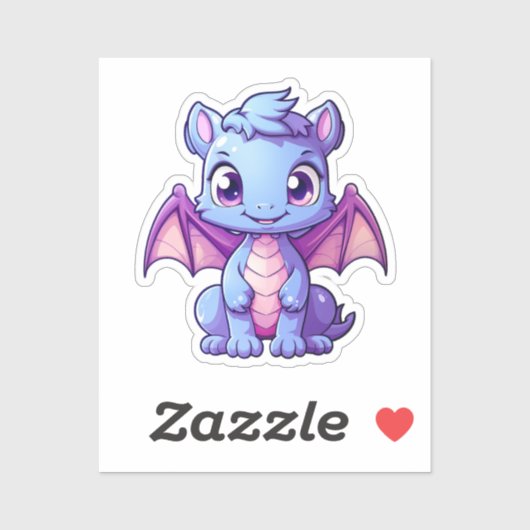 Cartoon Dragon Illustratie Sticker (Vel)