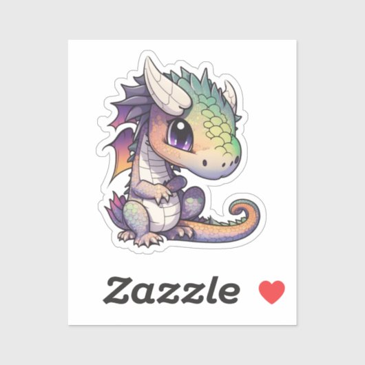 Cartoon Dragon Illustratie Sticker (Vel)