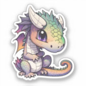 Cartoon Dragon Illustratie Sticker (Voorkant)