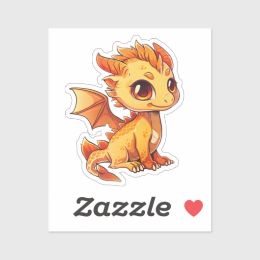 Cartoon Dragon Illustratie Sticker (Vel)