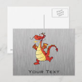 Cartoon Dragon; Metaalblik Briefkaart (Voorkant / Achterkant)