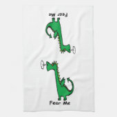 Cartoon Dragon vreest me Theedoek (Verticaal)
