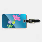 Cartoon Dragonfly met bloemen Bagagelabel (Voorkant horizontaal)