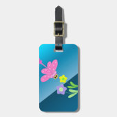 Cartoon Dragonfly met bloemen Bagagelabel (Voorkant verticaal)