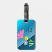 Cartoon Dragonfly met bloemen Bagagelabel (Achterkant verticaal)