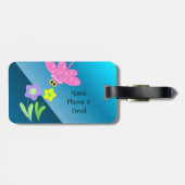 Cartoon Dragonfly met bloemen Bagagelabel (Achterkant horizontaal)