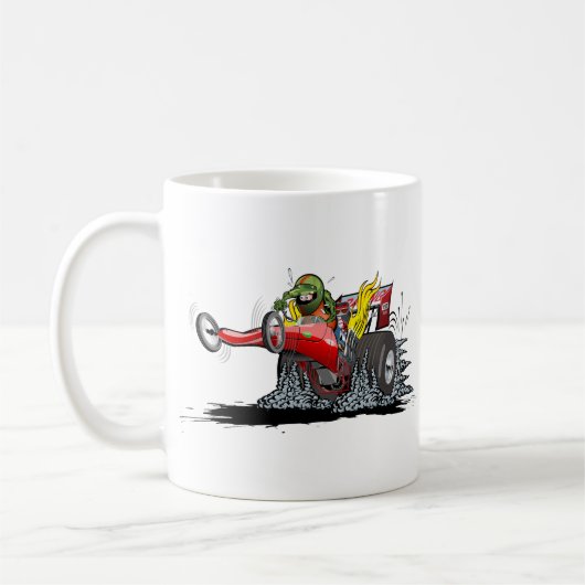 Cartoon dragster koffiemok (Links)