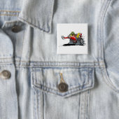 Cartoon dragster vierkante button 5,1 cm (In situ)